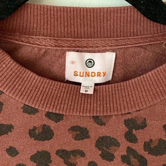 Sundry Leopard Print Drapey Sweatshirt - Picture 5 of 6